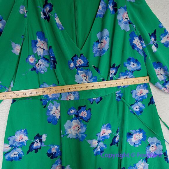Eliza J Blue And Green Floral Faux Wrap Midi Dress, plus size 22W - Picture 6 of 15